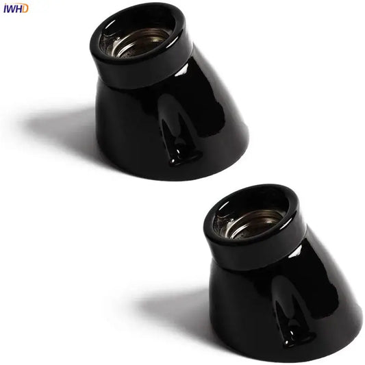 Vintage black glossy ceramic lamp holder socket designed for bedroom table light holder socket fitting