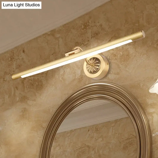 Gold-finished wall light with black gold finish and integrated led strip for vintage bathroom vanity use