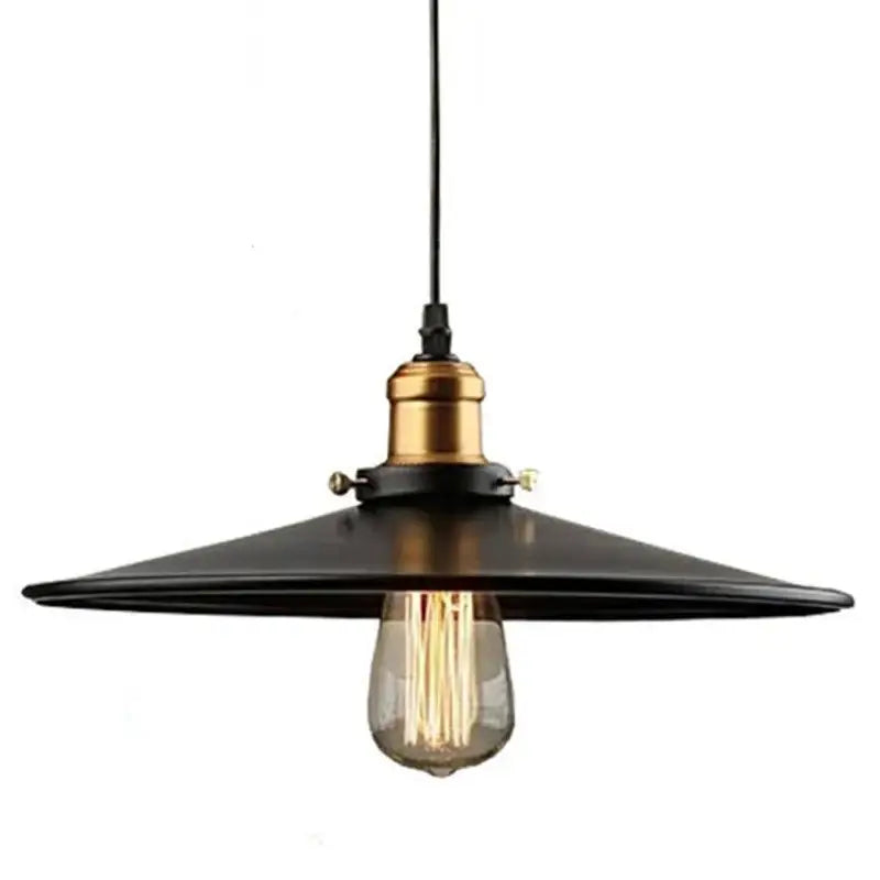 Black iron pendant light with brass socket and exposed edison bulb in vintage black iron finish for kitchen use
