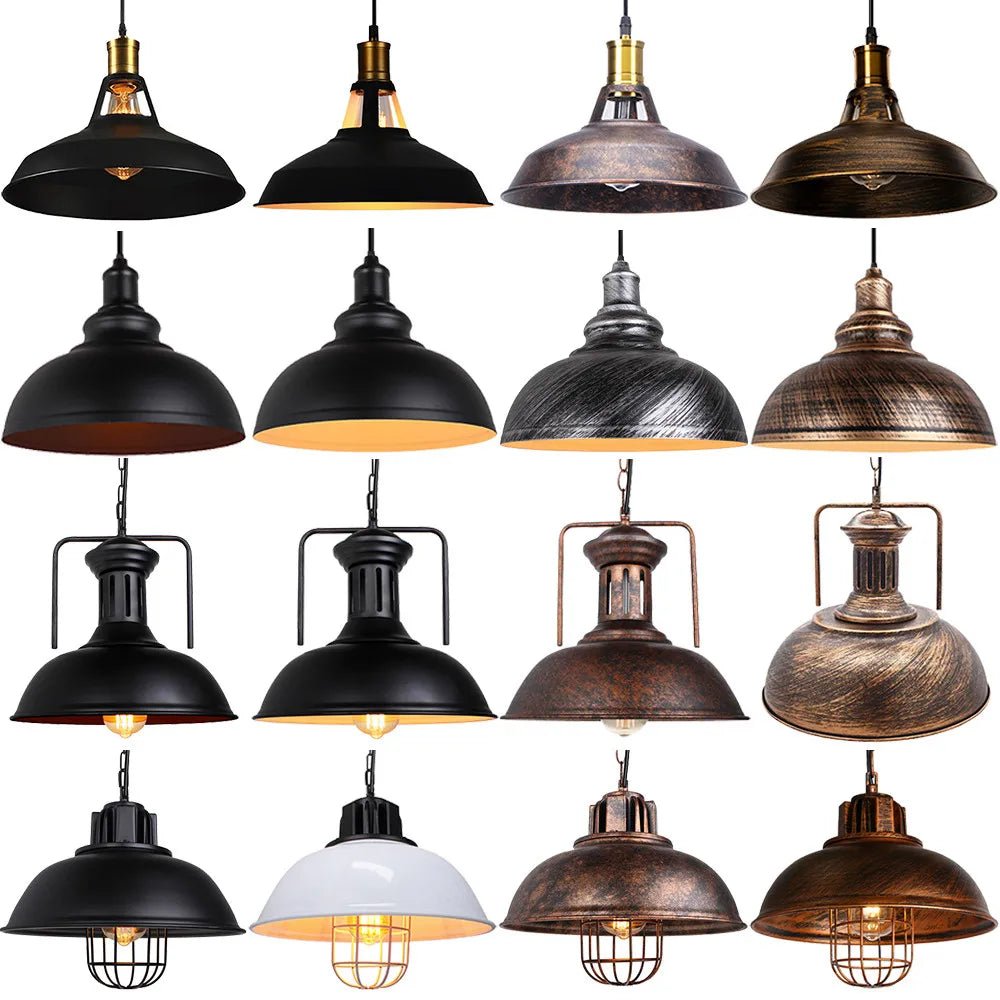 Vintage Black Metal Dome Pendant Light - Decorbites