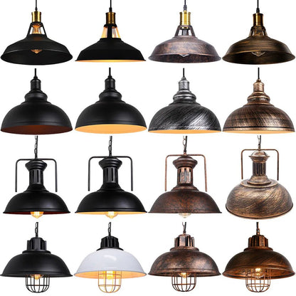 Vintage Black Metal Dome Pendant Light - Decorbites