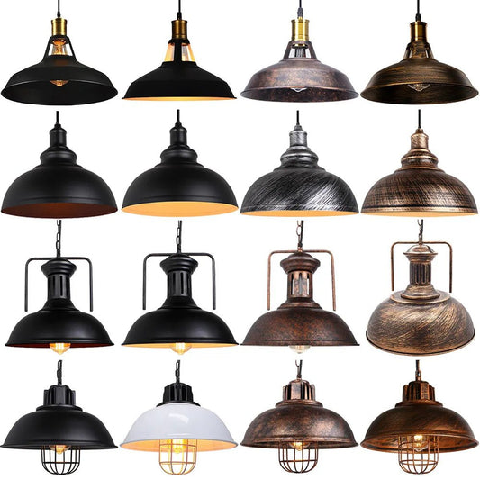 Vintage Black Metal Dome Pendant Light - Decorbites