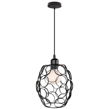 Vintage Black Metal Wire Cage Pendant Light - Decorbites