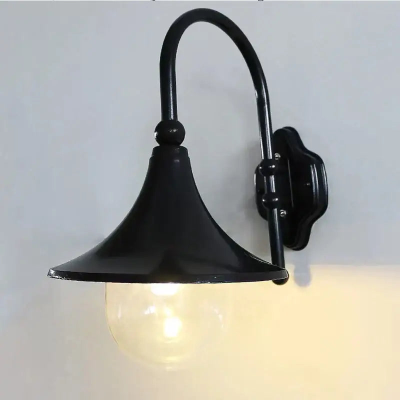 Vintage black outdoor wall lamp with clear glass shade and black wrought iron sconce for outdoor decorbites black outdoor use