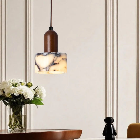 Vintage Black Patterned Marble Pendant Light - Decorbites