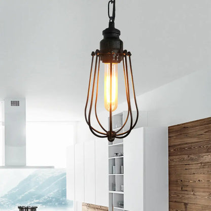 Vintage Black/Rust Pendant Bedroom Ceiling Light with Metal Shade