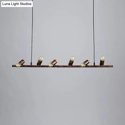 Decorbites vintage linear island pendant light with copper-toned metal bar black white finish and exposed edison bulbs