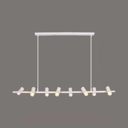 Modern black white DecorBites™ vintage linear island pendant light with 6/8 open bulbs metal hanging design 110v-120v 220v-240v