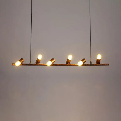 Decorbites vintage linear island pendant light with five warm black white bulbs metal hanging design 110v 120v 220v 240v
