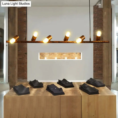 Decorbites vintage linear island pendant light with five warm cylindrical bulbs black white metal 110v-120v 220v-240v