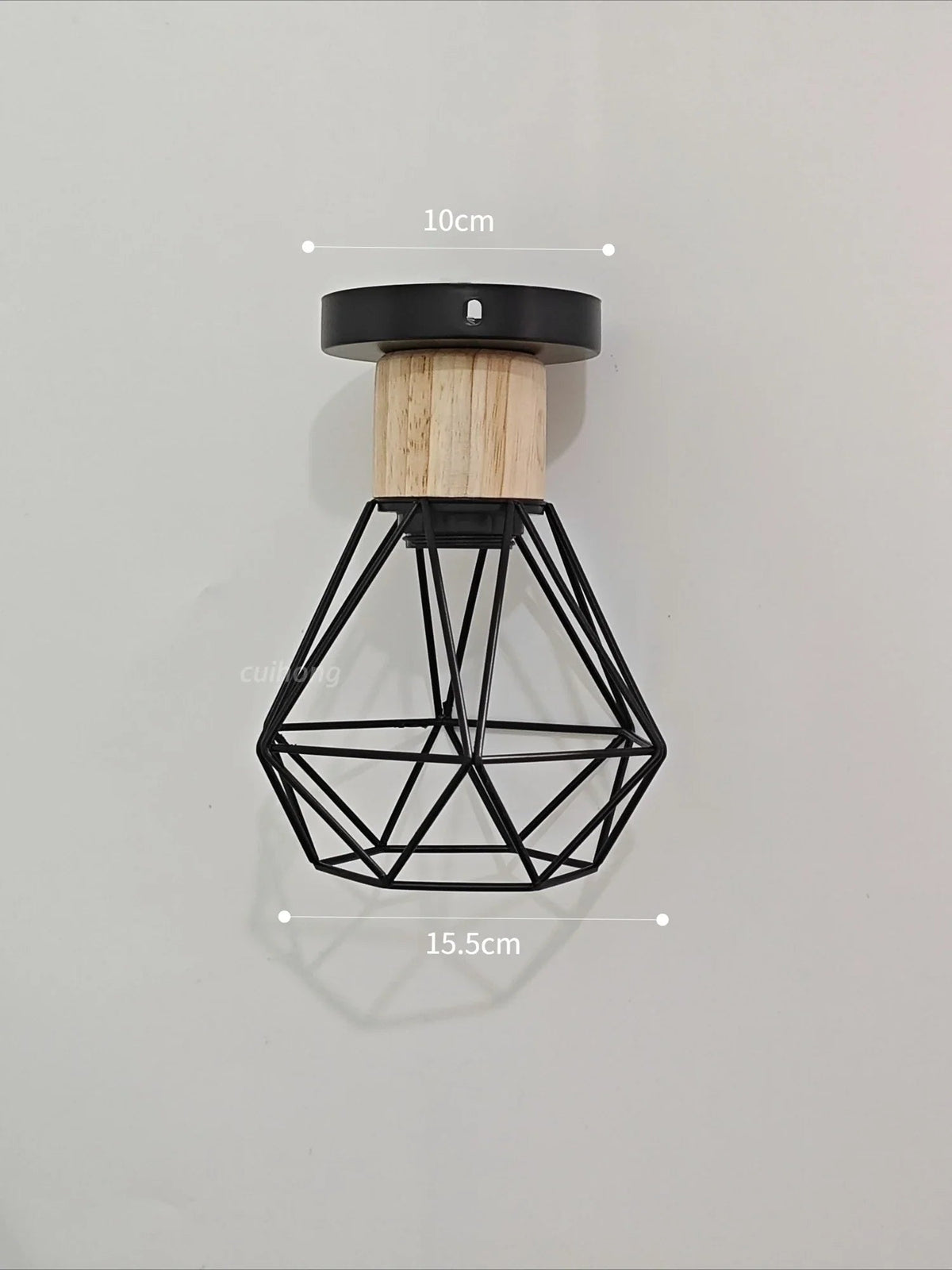 Vintage Black Wood and Iron Cage Pendant Light - Decorbites