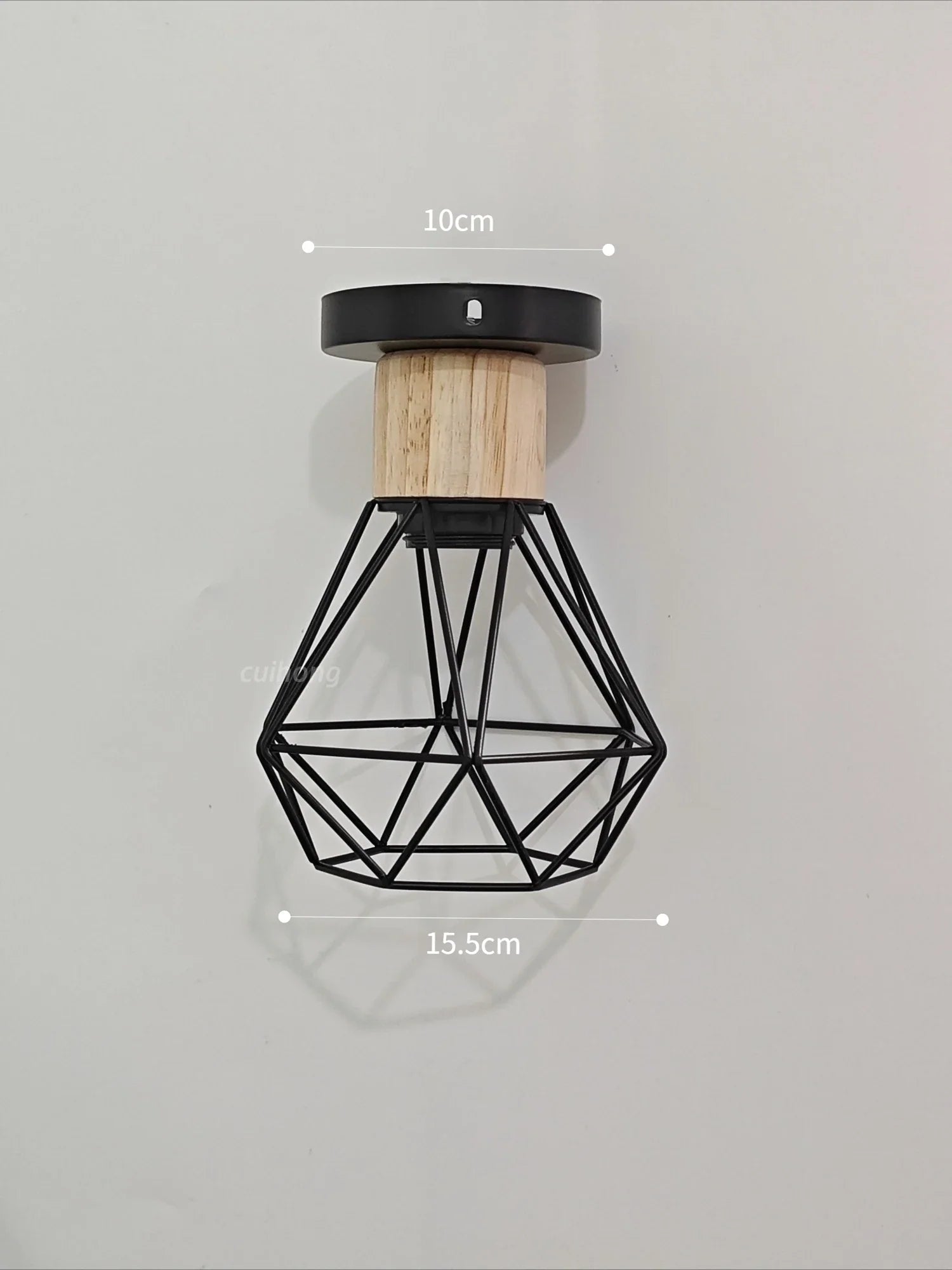 Vintage Black Wood and Iron Cage Pendant Light - Decorbites