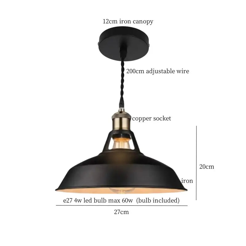Vintage blue iron art pendant light with black iron fixture copper socket and exposed Edison-style bulb for kitchen decorbites blue iron decor