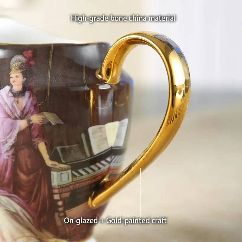 Vintage dark brown bone china milk jug with gold trim and ornate painting decorbites bone china creamer