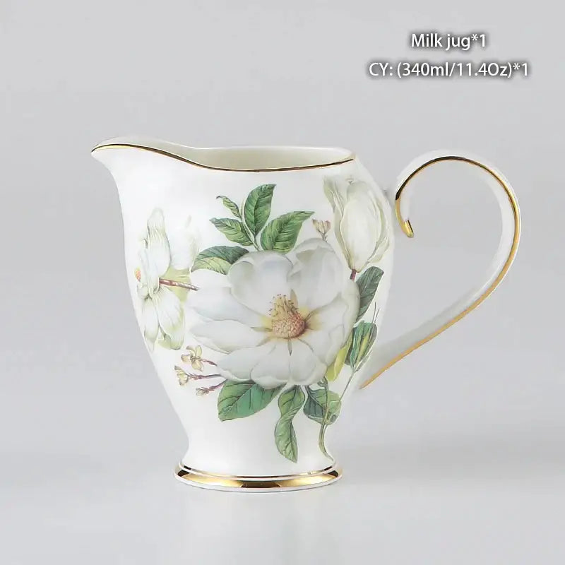 Vintage bone china milk jug with delicate magnolia floral design and gold trim decorbites bone china creamer
