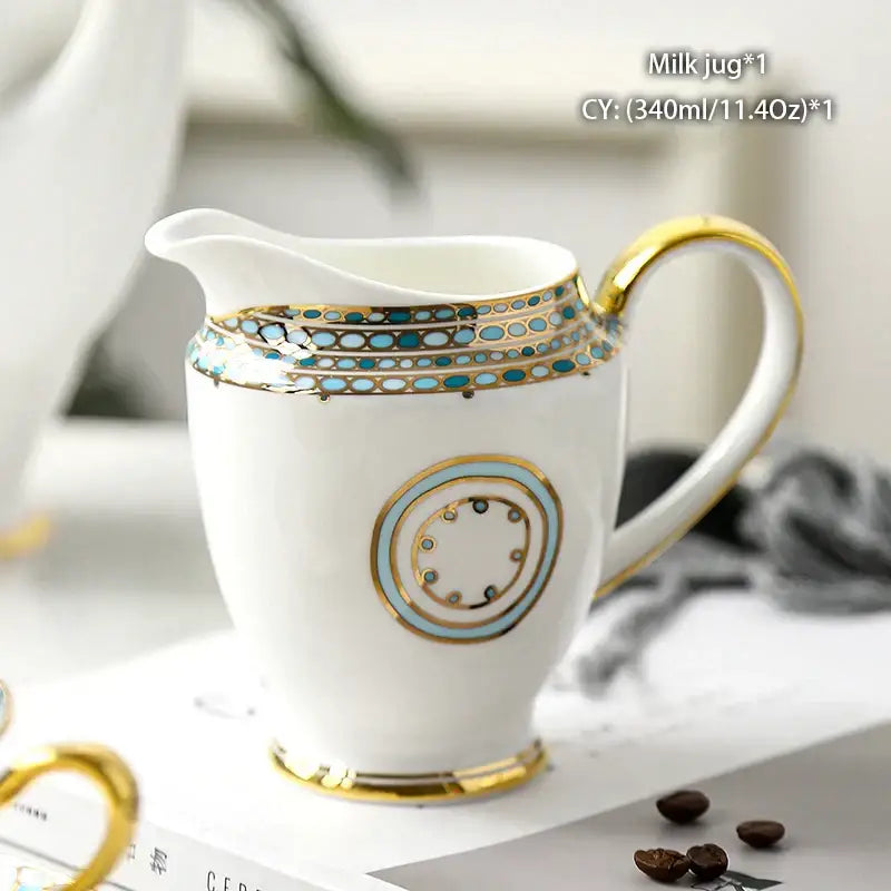 Vintage bone china milk jug with gold trim and turquoise accents for elegant dining room decorbites bone china creamer