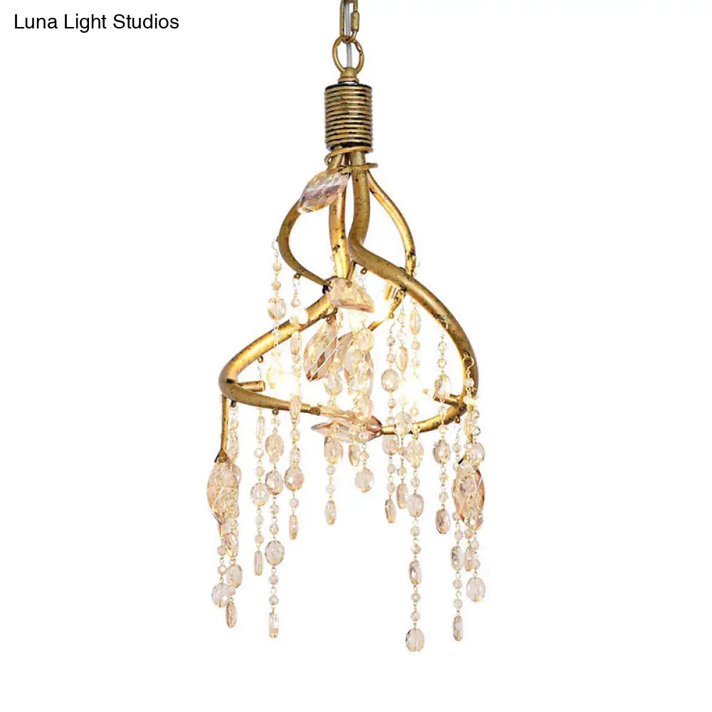 Lámpara de techo vintage con forma de rama y detalles de cristal - Araña metálica para comedor (4 luces)