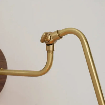 Vintage brass amber glass led wall lights pull chain bedroom sconce with brass-finished adjustable curved arm and pivot