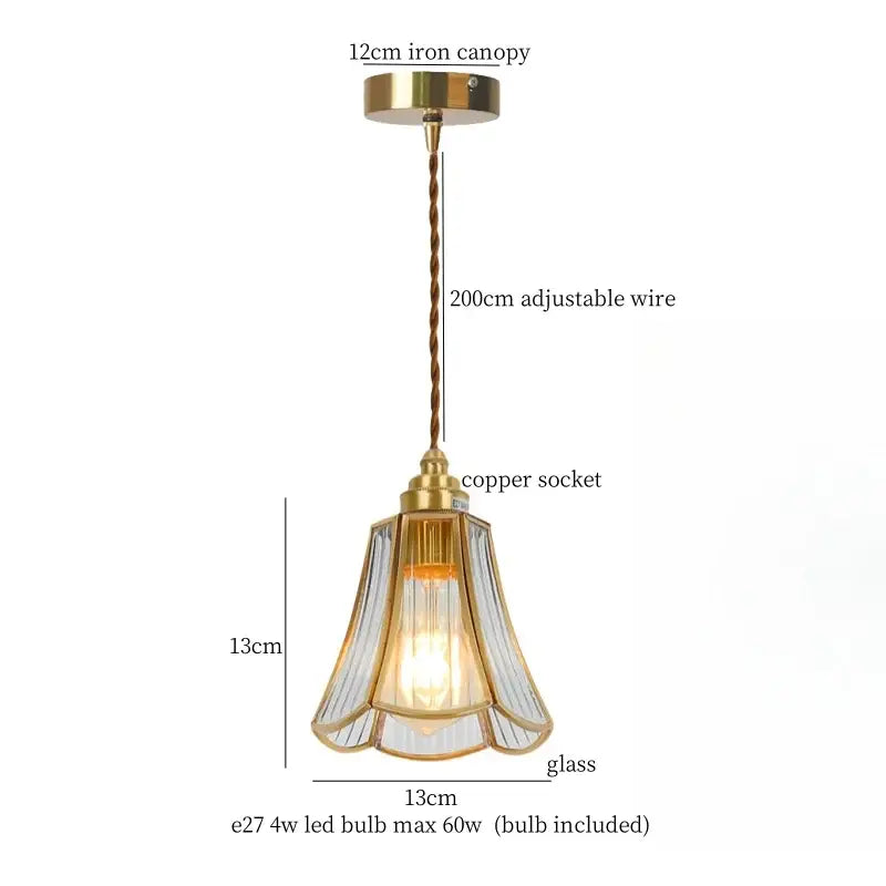 Vintage brass amber glass pendant light with fluted shade and twisted copper wire for kitchen island decorbites brass amber