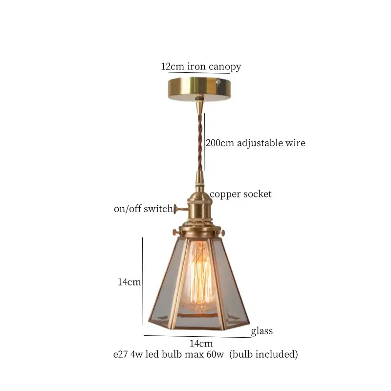Vintage brass amber glass pendant light with a clear shade and exposed edison bulb for kitchen island decorbites brass amber