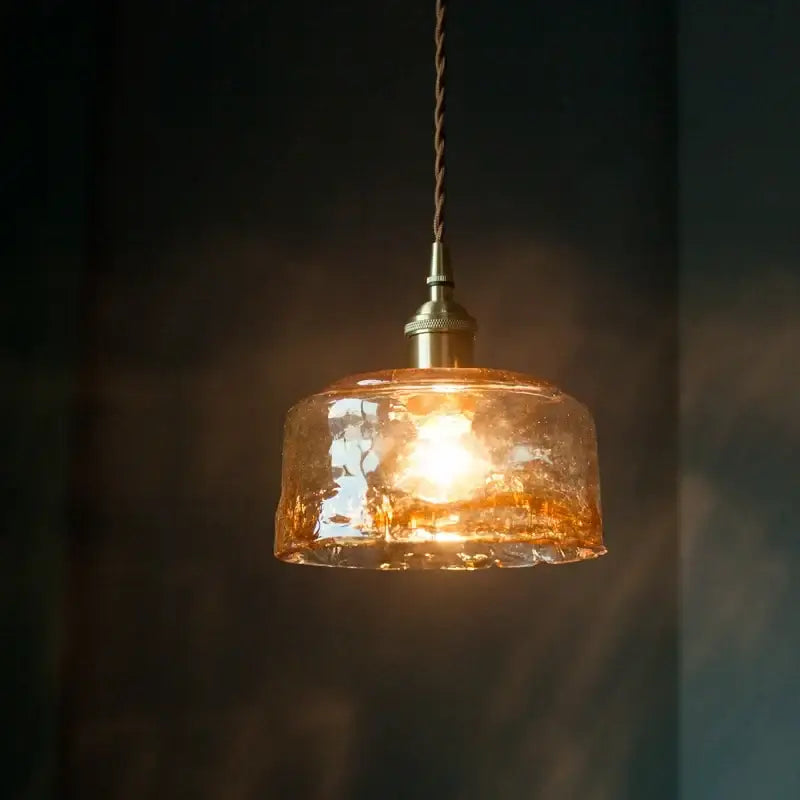 Vintage brass amber glass pendant light with warm textured amber glass and brass-finished metal fixture for kitchen island decorbites brass amber