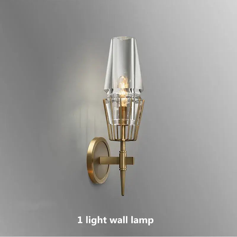 A modern decorbites brass ana wall lamp with clear glass shade and cage design for vintage brass ana chandelier decor