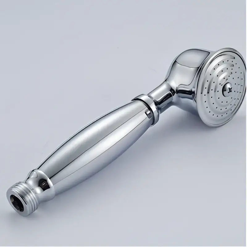 Vintage brass and bronze hand shower head faucet set with chrome finished elongated handle and circular spray face