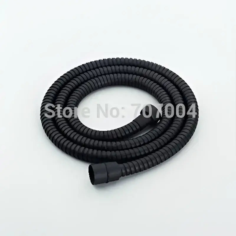 Black flexible ribbed shower hose with matte finish and black connector for vintage brass and bronze hand shower head faucet set