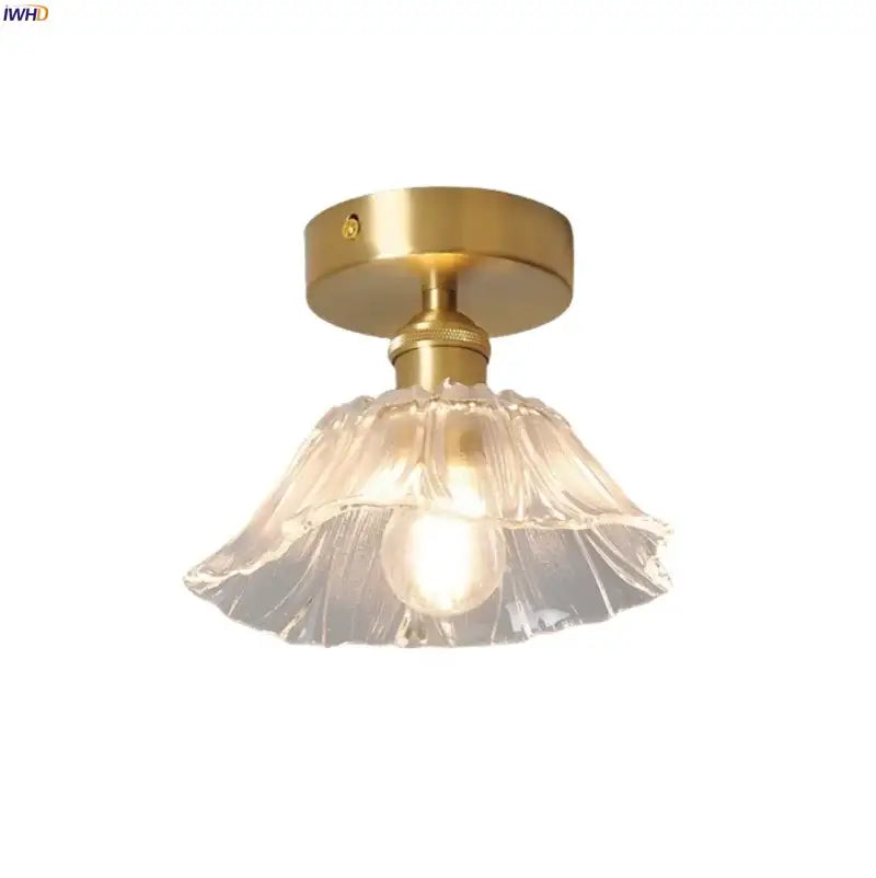 Vintage brass and clear glass led ceiling light with a fluted shade for bedroom decorbites clear glass design