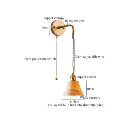 Vintage brass and frosted glass wall sconce with a copper deer engraved ceramic led wall decorbites ceramic led wall