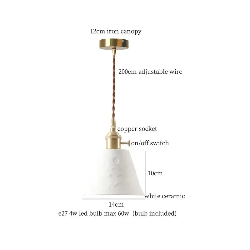Vintage brass and off-white ceramic led pendant light with brass-finished iron canopy and copper socket for dining decorbites ceramic led pendant