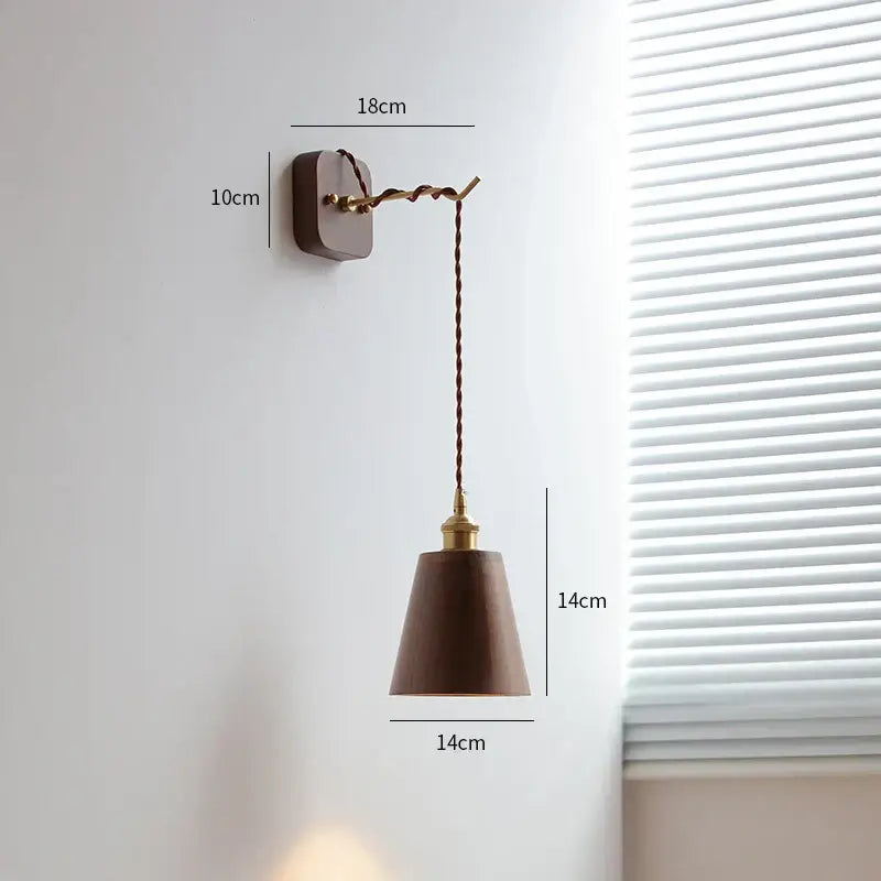 Vintage brown wooden wall sconce with brass metal bracket and twisted cord for decorbites led wall sconce lighting