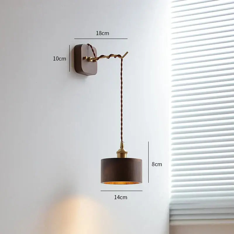 Dark brown wooden wall sconce with twisted brass chain and gold metal accents for decorbites led wall sconce lighting