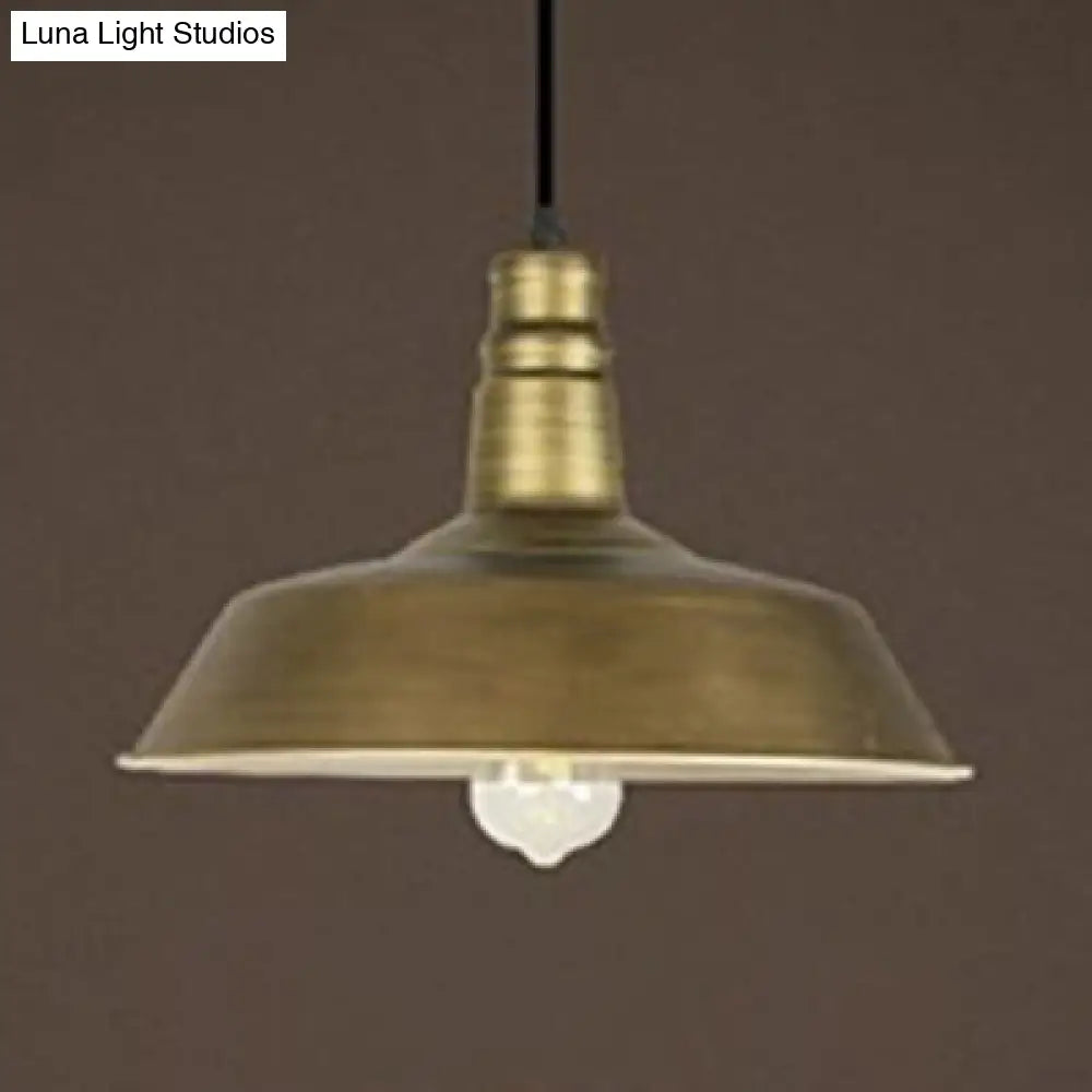 Vintage Brass Barn Pendant Light - Rustic Metal Restaurant Ceiling Hanging Lamp