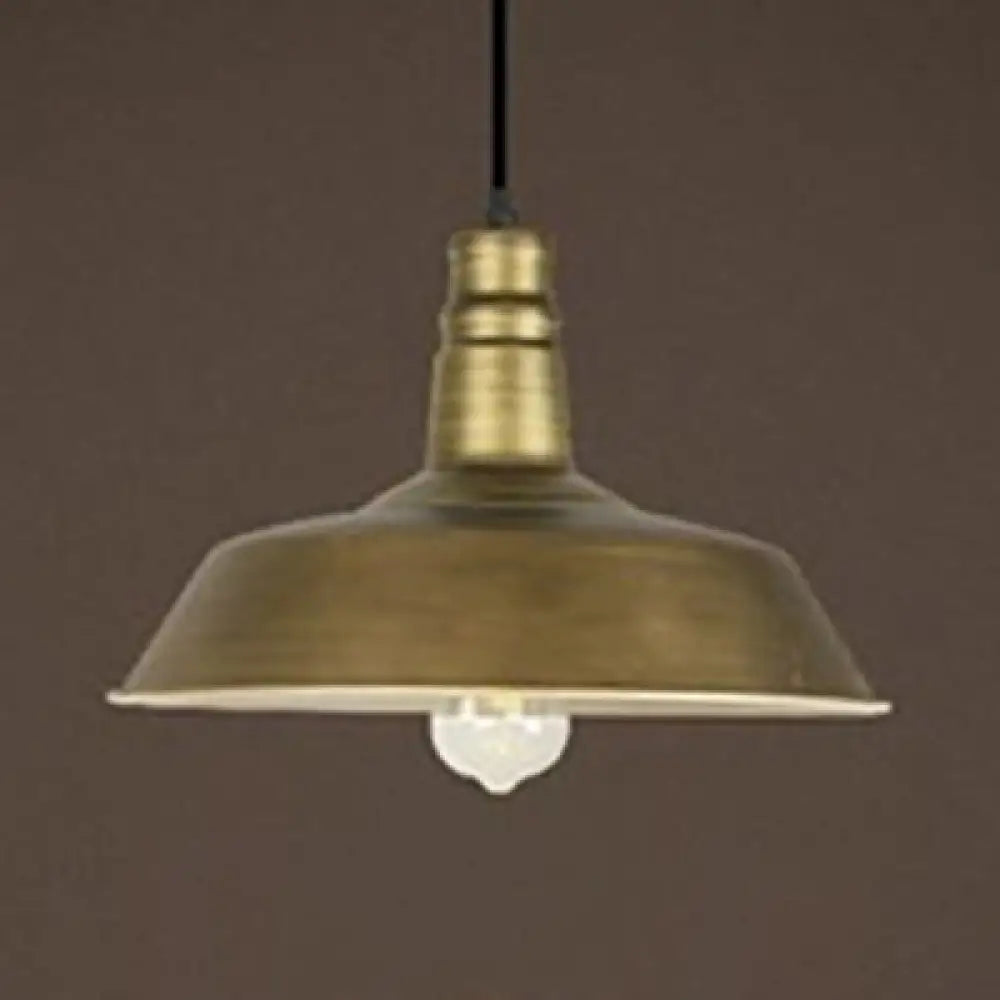 Vintage Brass Barn Pendant Light - Rustic Metal Restaurant Ceiling Hanging Lamp