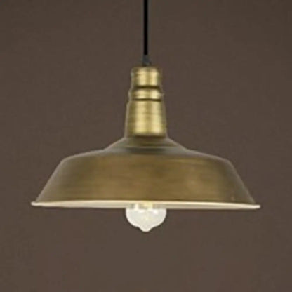 Vintage Brass Barn Pendant Light - Rustic Metal Restaurant Ceiling Hanging Lamp