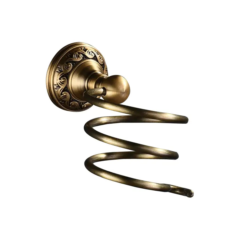Antique brass spiral towel rack with ornate scrollwork mounting plate from vintage brass bathroom accessories set decorbites brass bathroom