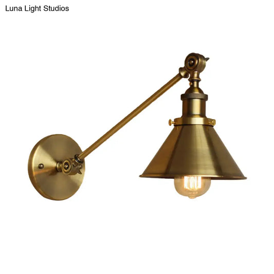 Vintage Brass/Bronze Wall Lamp: Metal Tapered Sconce Lighting for Bedroom Bedside