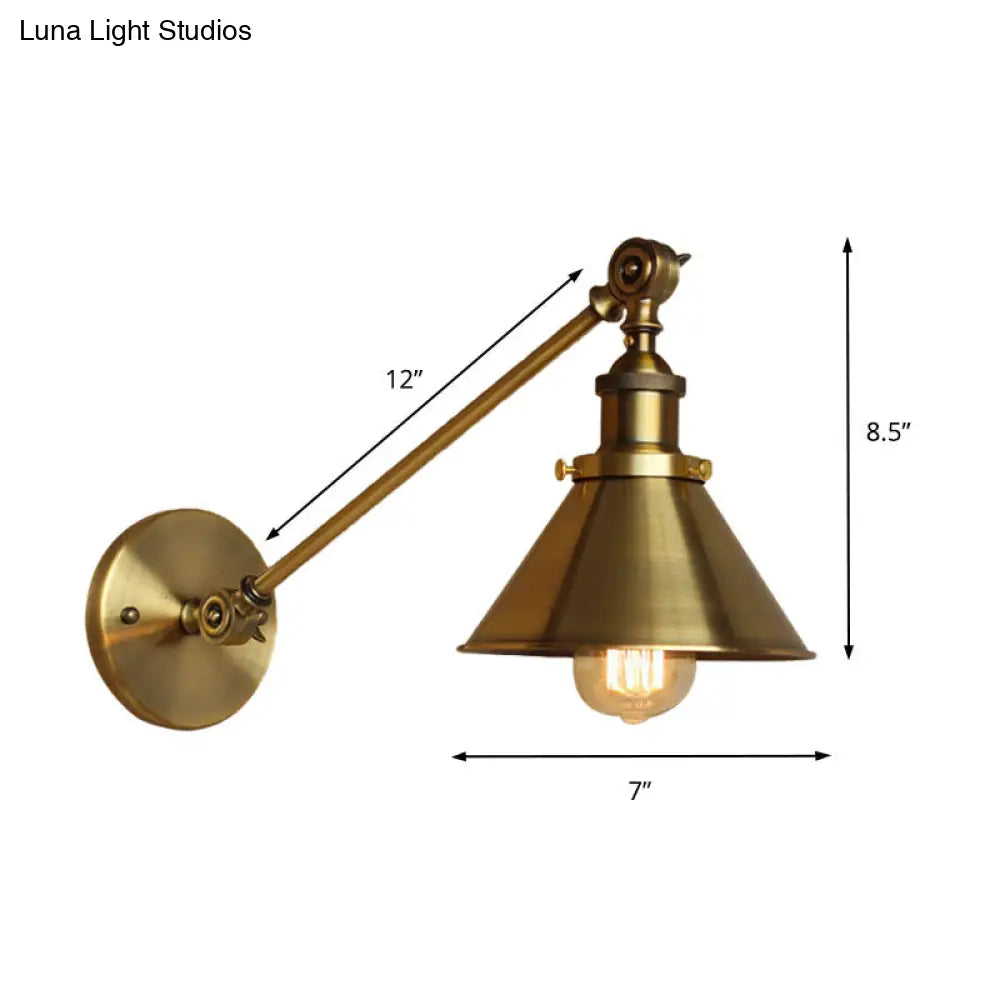 Vintage Brass/Bronze Wall Lamp: Metal Tapered Sconce Lighting for Bedroom Bedside
