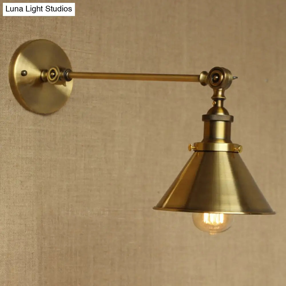 Vintage Brass/Bronze Wall Lamp: Metal Tapered Sconce Lighting for Bedroom Bedside