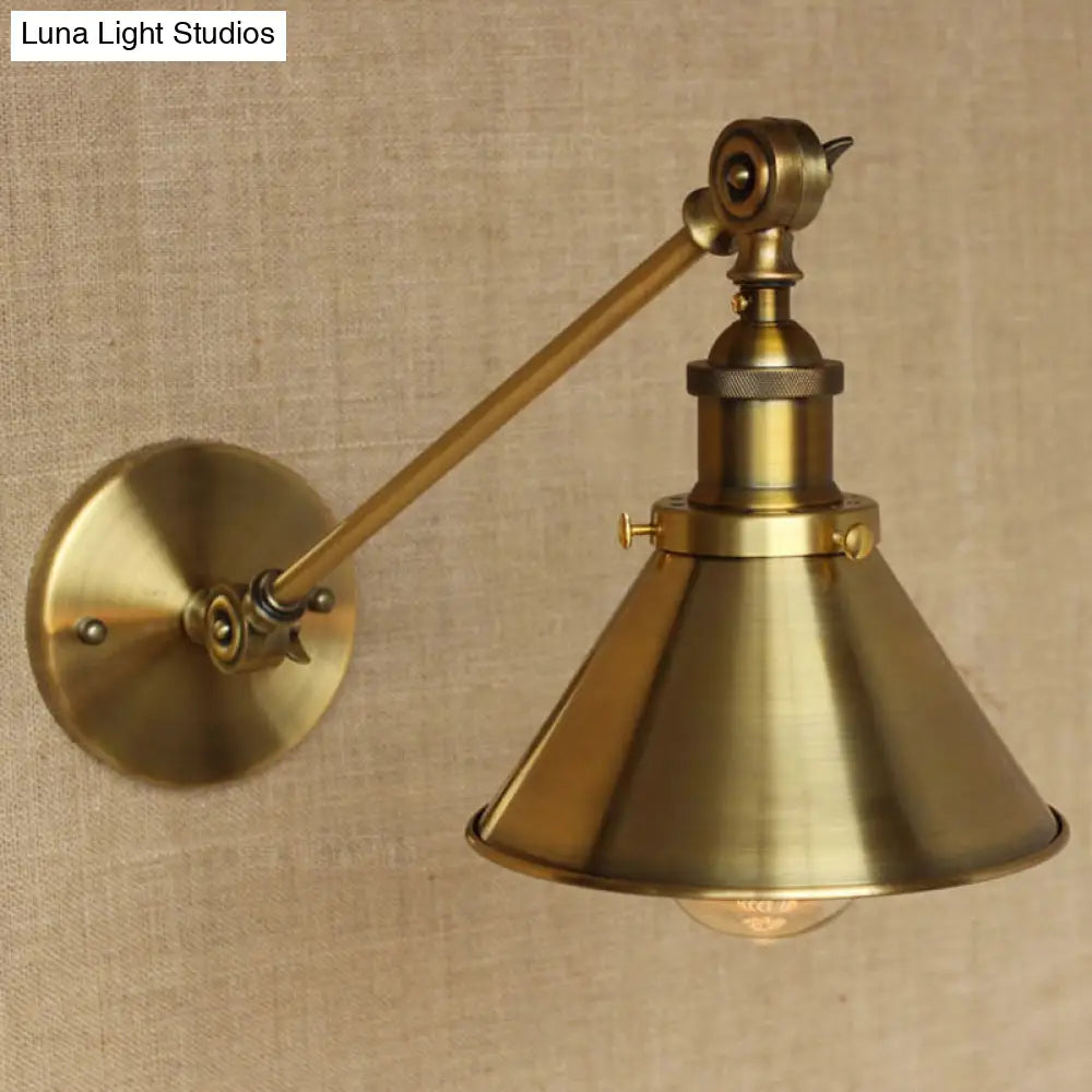 Vintage Brass/Bronze Wall Lamp: Metal Tapered Sconce Lighting for Bedroom Bedside