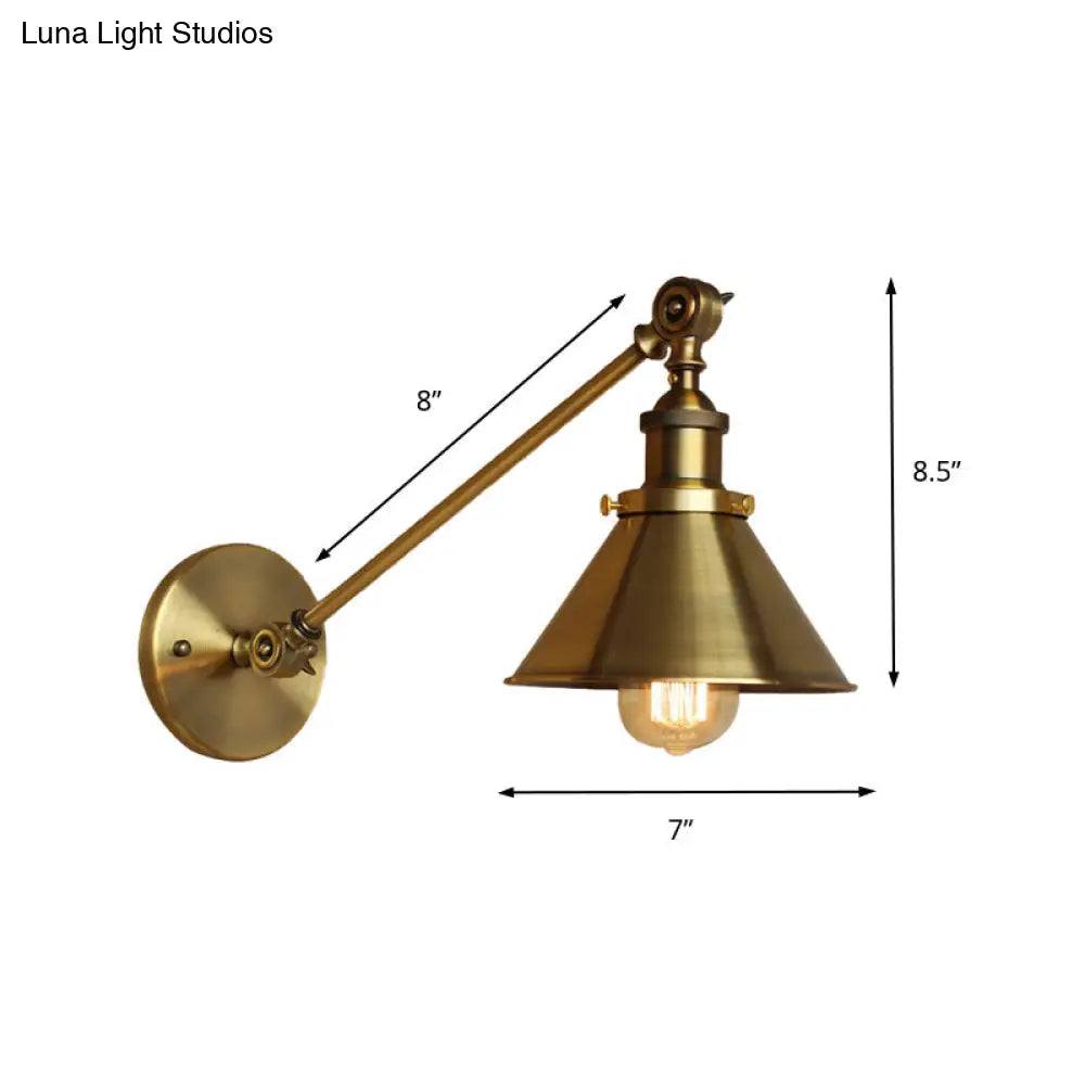 Vintage Brass/Bronze Wall Lamp: Metal Tapered Sconce Lighting for Bedroom Bedside