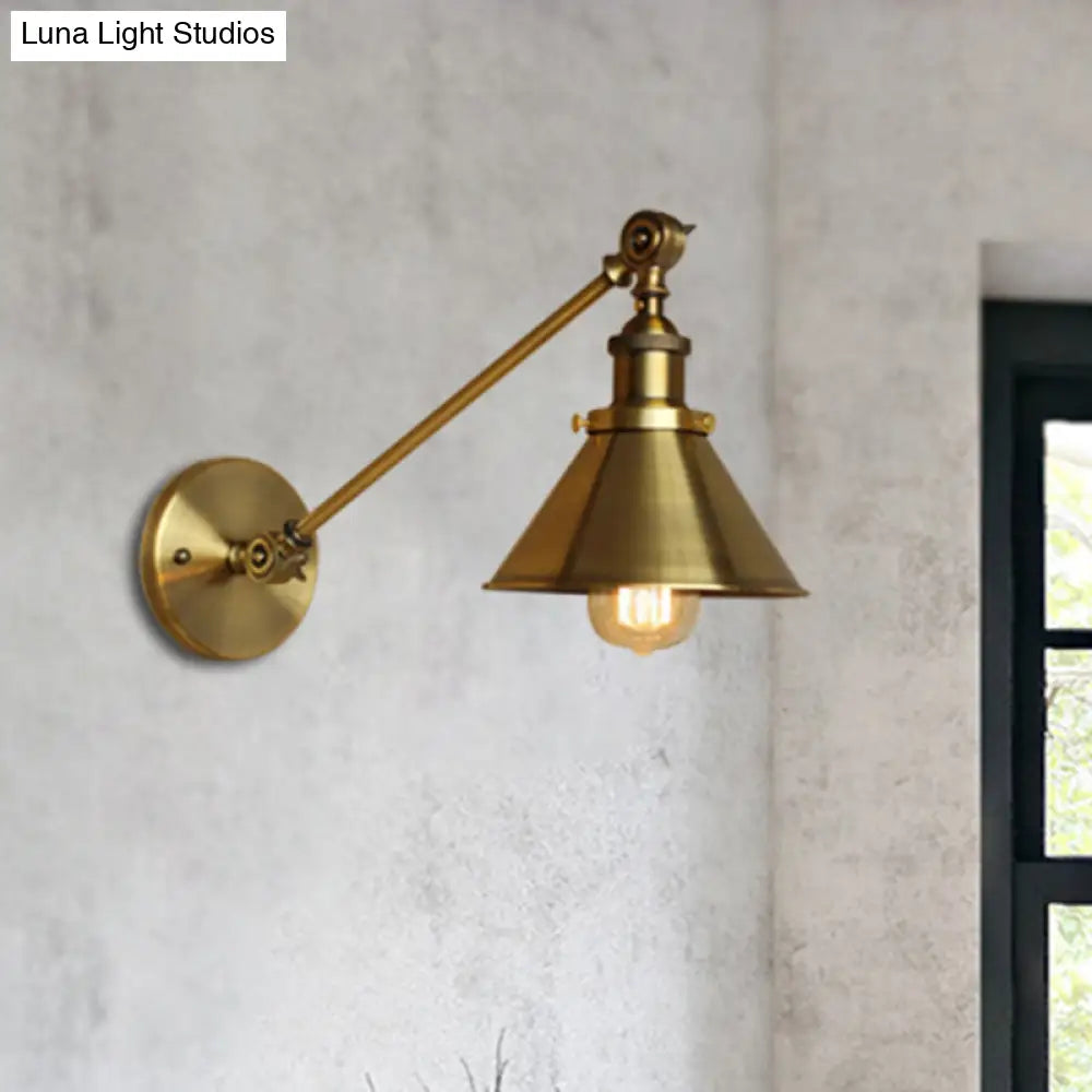 Vintage Brass/Bronze Wall Lamp: Metal Tapered Sconce Lighting for Bedroom Bedside