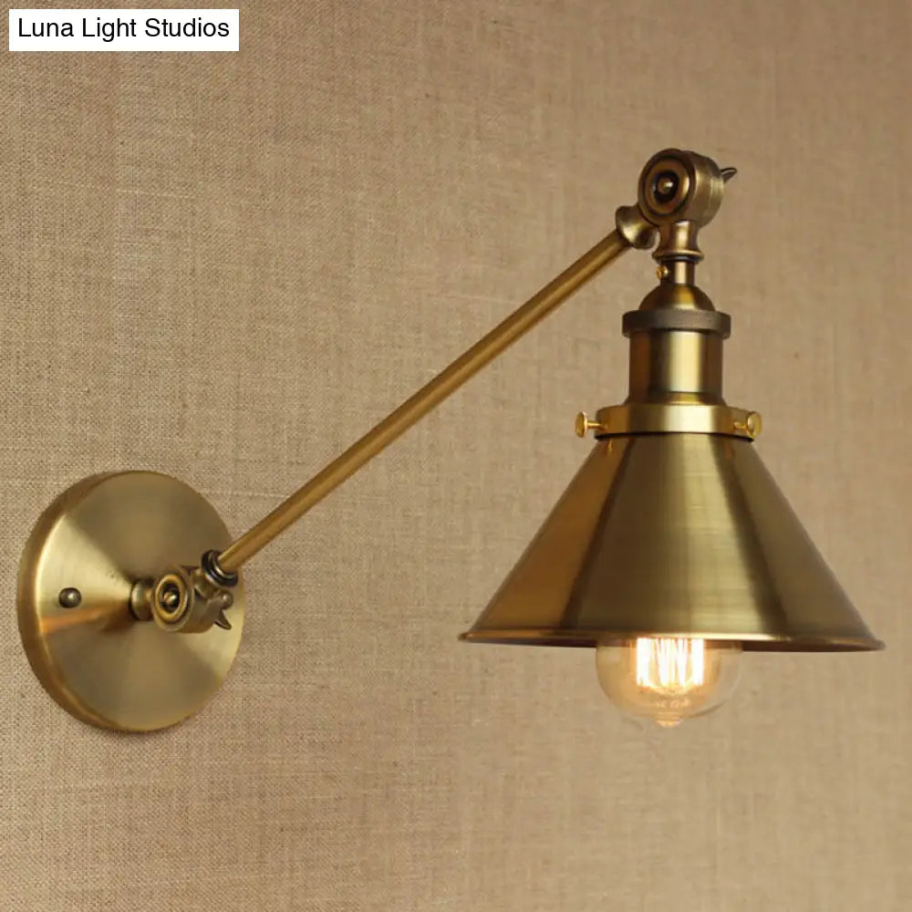Vintage Brass/Bronze Wall Lamp: Metal Tapered Sconce Lighting for Bedroom Bedside