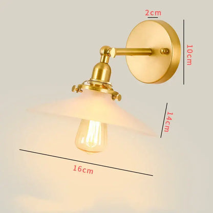Vintage brass chevron wall lamp with clear glass frosted shade and exposed edison led wall bedroom sconce
