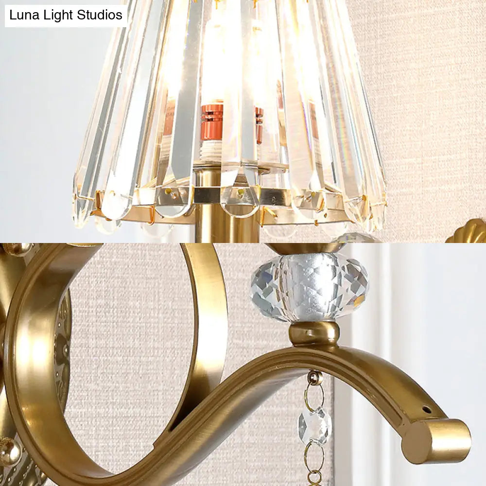 Vintage Brass Cone Wall Sconce Light for Living Room - Traditional Wall Lighting (1/2 Heads)