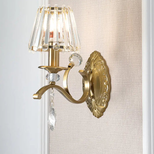 Vintage Brass Cone Wall Sconce Light for Living Room - Traditional Wall Lighting (1/2 Heads)