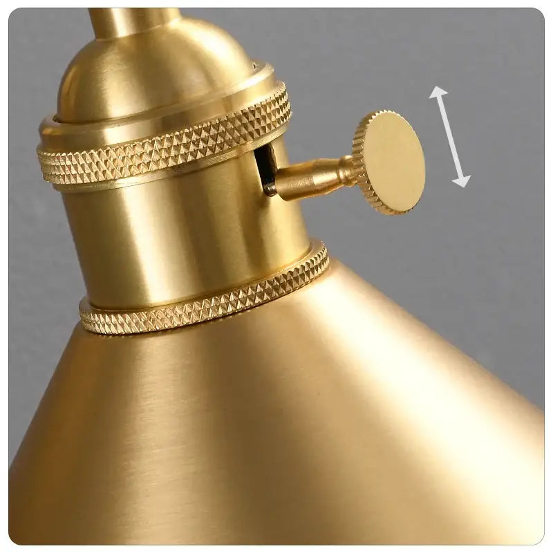 Brass-finished industrial-style desk lamp with textured knurled rings and circular knob for decorbites led copper wall lights