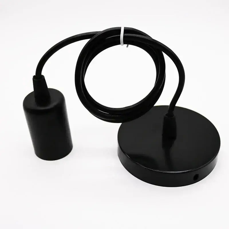 Black matte finish aluminum pendant light with cylindrical bulb holder and circular mount for decorbites dining room decor