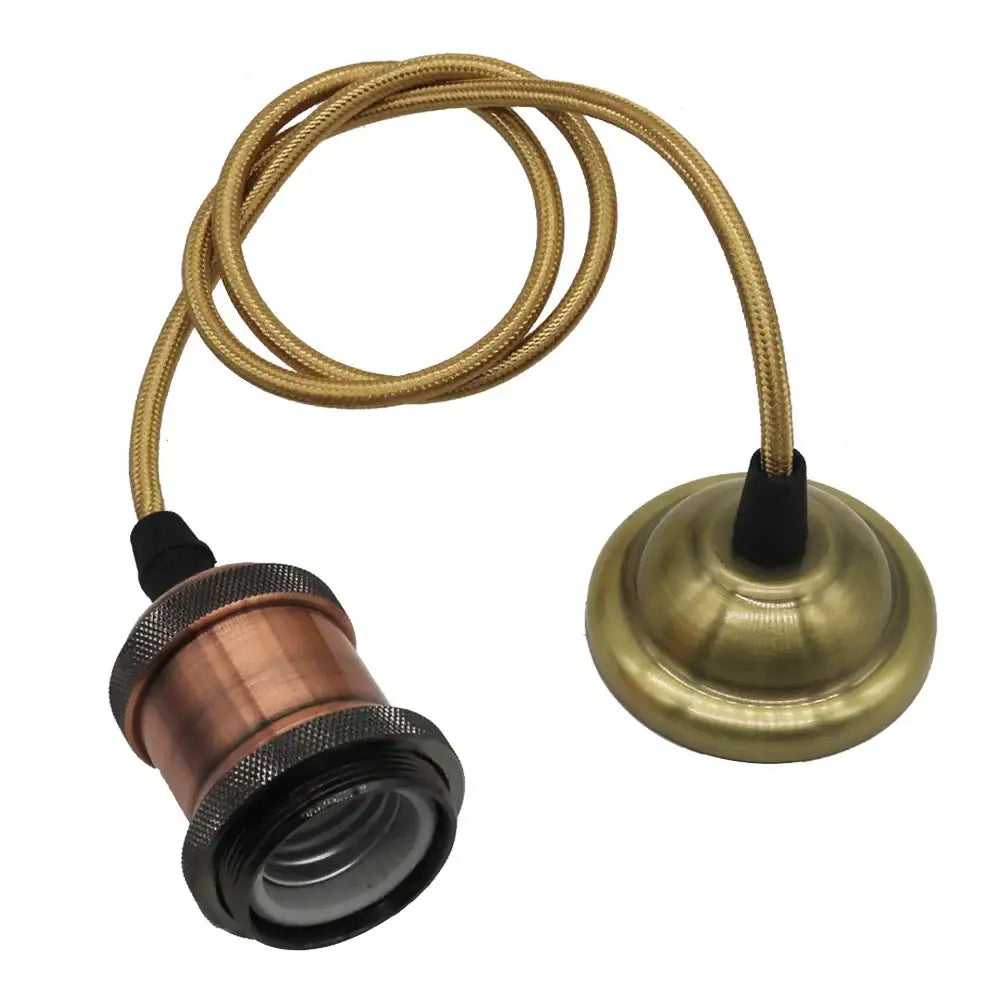Vintage brass and copper aluminum pendant light with braided gold cable for dining room decorbites aluminum pendant light